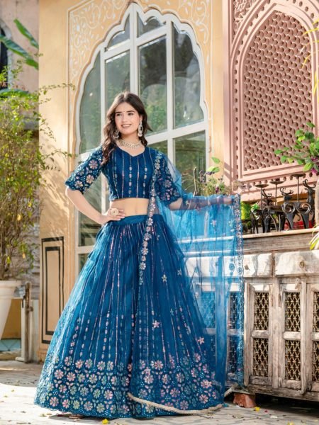 Draped in Elegance Soft Net Lehenga Set with Sequin   Embroidery for Bridal Festive Edit Designer Lehenga Choli