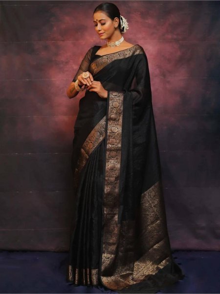  Dream Wedding Look Black Lichi Silk Banarasi Saree Collection Banarasi Saree Wholesale