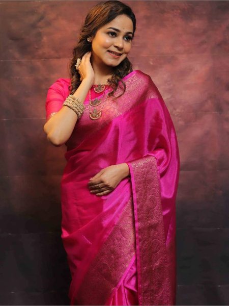  Dream Wedding Look Pink Lichi Silk Banarasi Saree Collection Banarasi Saree Wholesale