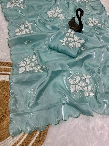 Dual Sequin Work Jimmy Choo Saree with Designer Blouse Ready to Ship Wholesale Collection at Low Price JIMMY CHOO SAREE