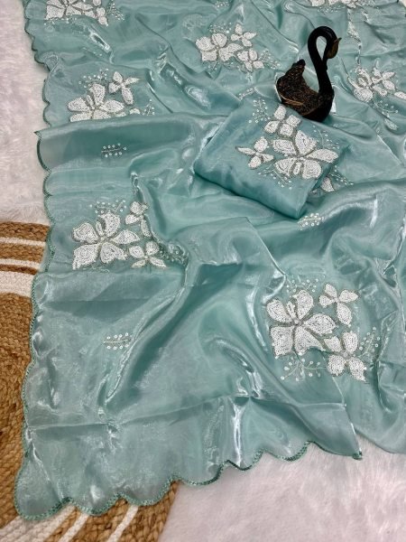 Dual Sequin Work Jimmy Choo Saree with Designer Blouse Ready to Ship Wholesale Collection at Low Price JIMMY CHOO SAREE
