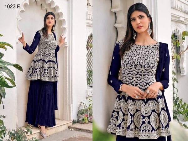 Eb 1023 Heavy  Blooming  With Embrodery Siquance work Plazzo Suit Designer Plazzo Salwar Suits Wholesale