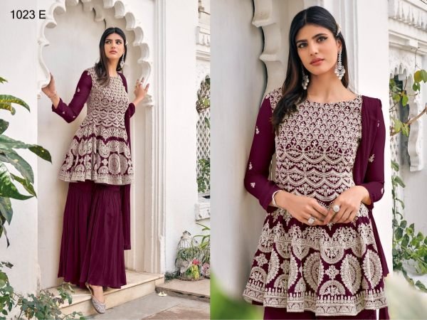 Eb 1023 Heavy  Blooming  With Embrodery Siquance work Plazzo Suit Designer Plazzo Salwar Suits Wholesale