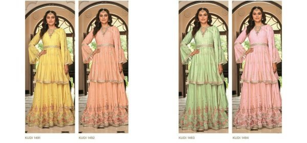 EB KUDI 1491  Real Georgette Foil And Sequnse Work Salwar Suit Designer Plazzo Salwar Suits Wholesale