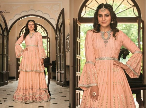 EB KUDI 1491  Real Georgette Foil And Sequnse Work Salwar Suit Designer Plazzo Salwar Suits Wholesale
