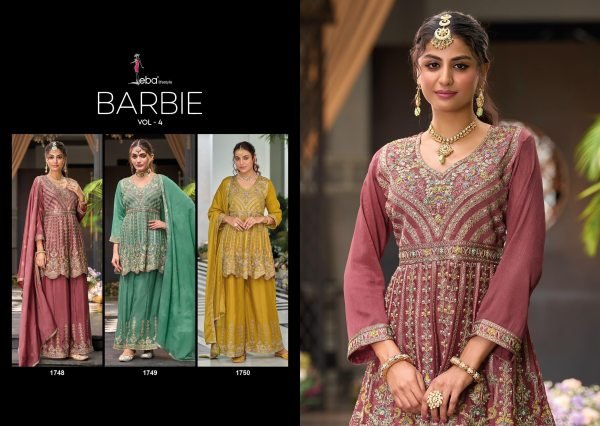 Eba Lifestyle Barbie Vol 4 Designer Salwar Kameez Luxury Embroidered Chinon Dress Wholesale Price Designer Plazzo Salwar Suits Wholesale