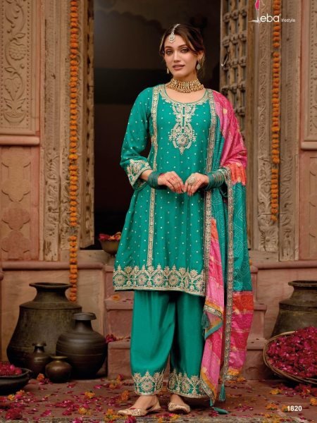 Eba Lifestyle Gajari Chinon Pakistani Suit Heavy Embroidered Partywear Collection 2025 