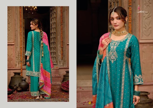 Eba Lifestyle Gajari Chinon Pakistani Suit Heavy Embroidered Partywear Collection 2025 Designer Plazzo Salwar Suits Wholesale