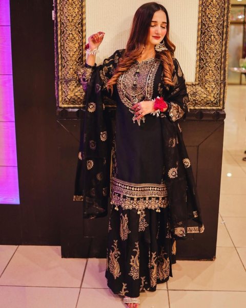 Eid Festival Special Black Stitched Sharara Suit Ready To Wear Collection