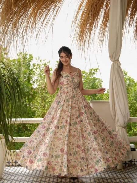 Elegant All Over Print Western Long Gown Bestselling Printed Maxi Dress Tunics kurti