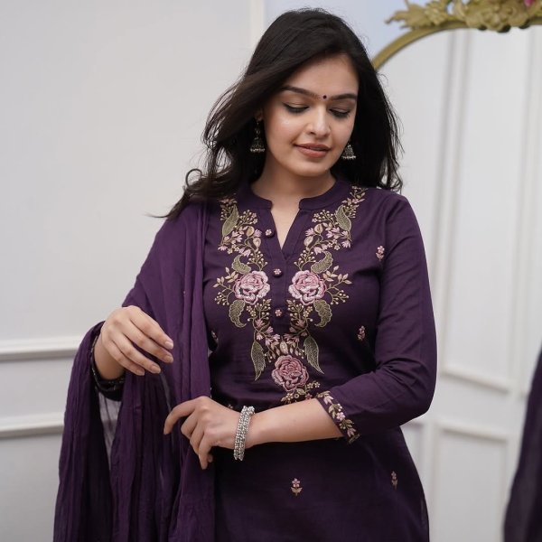 Elegant and Comfortable Traditional Wear Readymade Women Kurta Palazzo Set For Eid  Straight Cut Long Kurtis