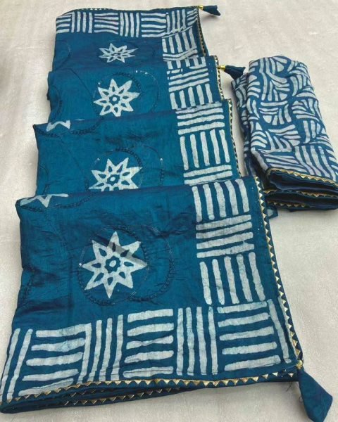 Elegant Batik Cotton Saree with Sequin Butta & Latkan Border Summer Special Printed Cotton Sarees Wholesale