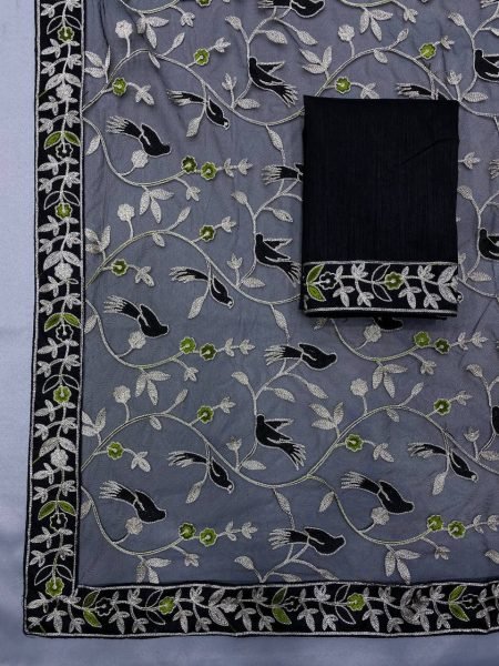 Elegant Black Chikankari Soft Net Saree Perfect for Wedding Functions Net Sarees Wholesale