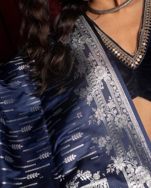 Elegant Blue Banarasi Saree Premium Wedding Collection Banarasi Saree Wholesale
