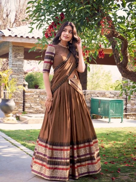Elegant Chanderi Half Saree Lehenga Intricate Zari Work Direct from Surat Manufacturer Half Saree Lehenga