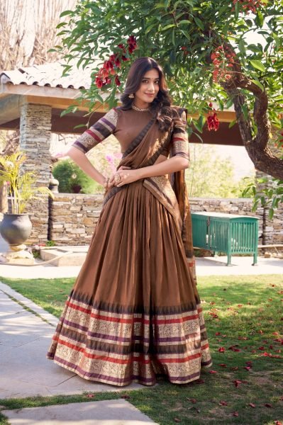 Elegant Chanderi Half Saree Lehenga Intricate Zari Work Direct from Surat Manufacturer Half Saree Lehenga