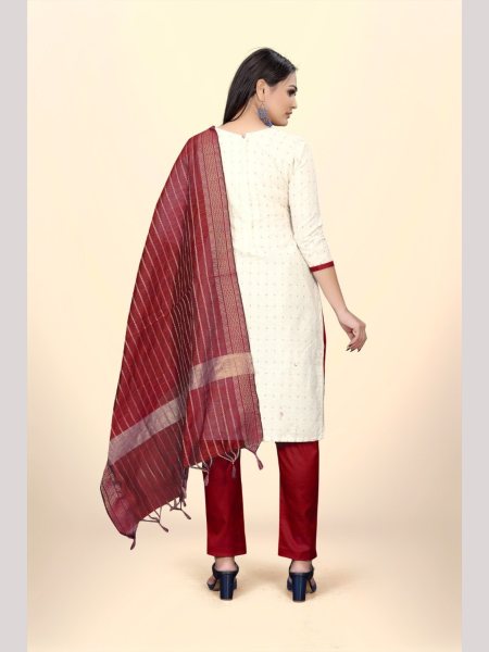 Elegant Cotton Jacquard Dress Material With Cotton Bottom And Dupatta  Color Set Matching Dress Material Wholesale