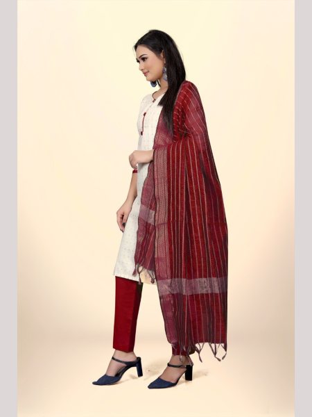 Elegant Cotton Jacquard Dress Material With Cotton Bottom And Dupatta  Color Set Matching Dress Material Wholesale