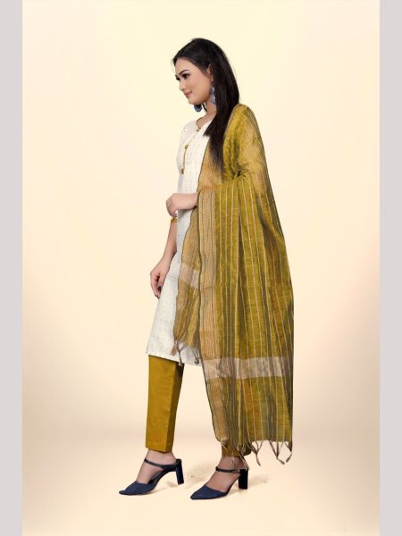 Elegant Cotton Jacquard Dress Material With Cotton Bottom And Dupatta  Color Set Matching Dress Material Wholesale