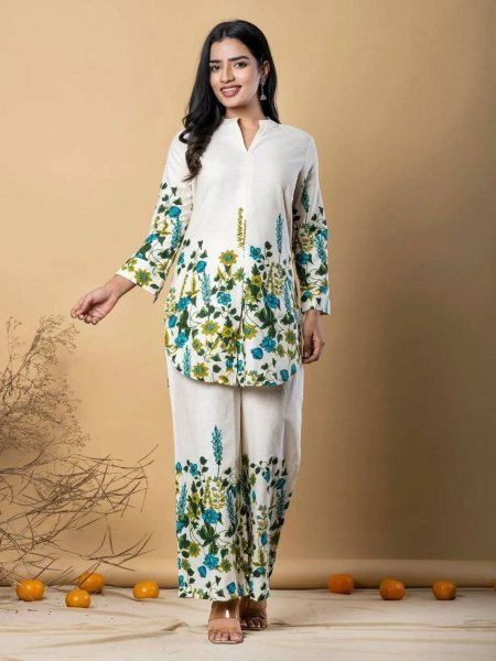 Elegant Cotton Silk Printed Co ord Set for Women Perfect for Vacations Summer Wear