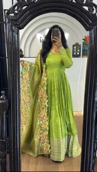 Elegant Designer Gown with Dupatta Set Sequence  Embroidery  Ready to Wear Fashion by Surat Manufacturer  Anarkali Kurtis 
