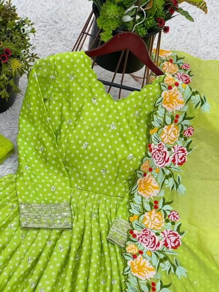 Elegant Designer Gown with Dupatta Set Sequence  Embroidery  Ready to Wear Fashion by Surat Manufacturer  Anarkali Kurtis 