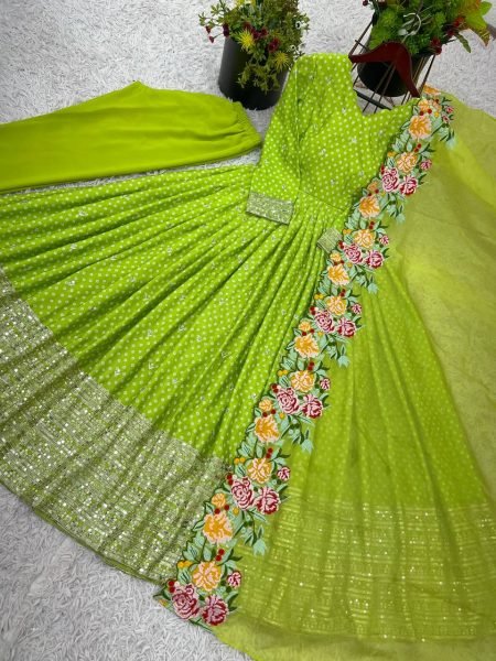 Elegant Designer Gown with Dupatta Set Sequence  Embroidery  Ready to Wear Fashion by Surat Manufacturer  Anarkali Kurtis 