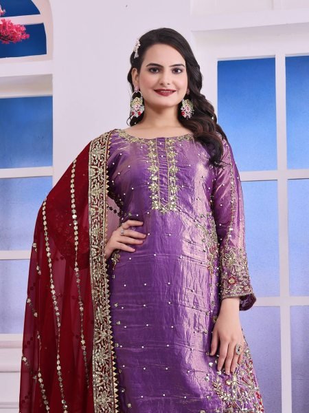Elegant Designer Silk Top Plazo Set with Intricate Work Perfect for Formal Occasions Wholesale Offer Ready To Wear Collection
