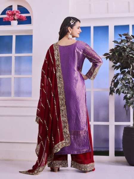 Elegant Designer Silk Top Plazo Set with Intricate Work Perfect for Formal Occasions Wholesale Offer Ready To Wear Collection