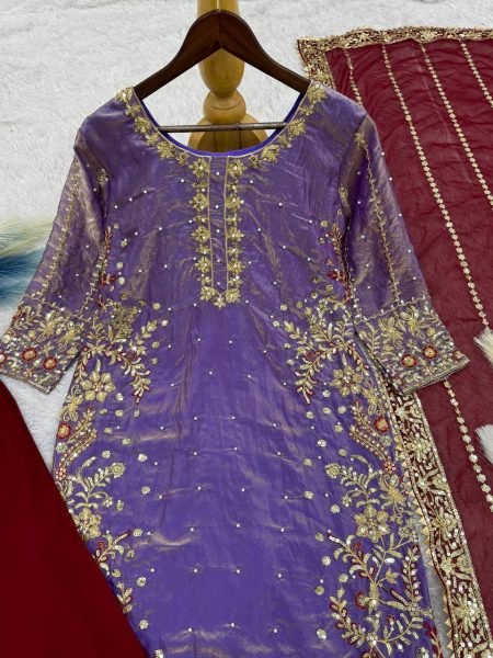 Elegant Designer Silk Top Plazo Set with Intricate Work Perfect for Formal Occasions Wholesale Offer Ready To Wear Collection