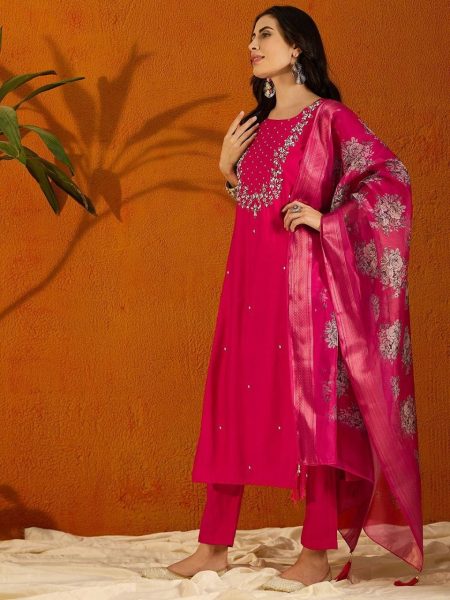 Elegant Embroidered Kurti Set with Matching Dupatta   Bottom Embroidery Kurtis 