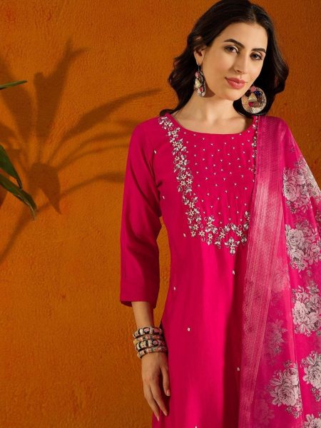 Elegant Embroidered Kurti Set with Matching Dupatta   Bottom Embroidery Kurtis 