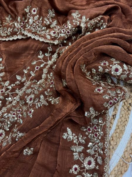 Frenzy Chiffon Sequin Saree Designer Blouse Style for Party Glam Designer Wedding Sarees Wholesale