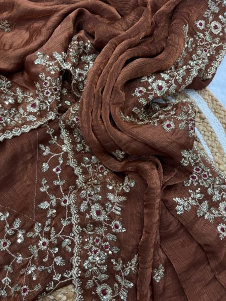 Frenzy Chiffon Sequin Saree Designer Blouse Style for Party Glam Designer Wedding Sarees Wholesale