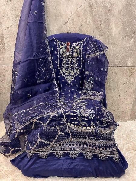 Elegant Heavy Organza Embroidery Festival Pakistani Salwar Suit Available From Bestseller Pakistani Suits Wholesale