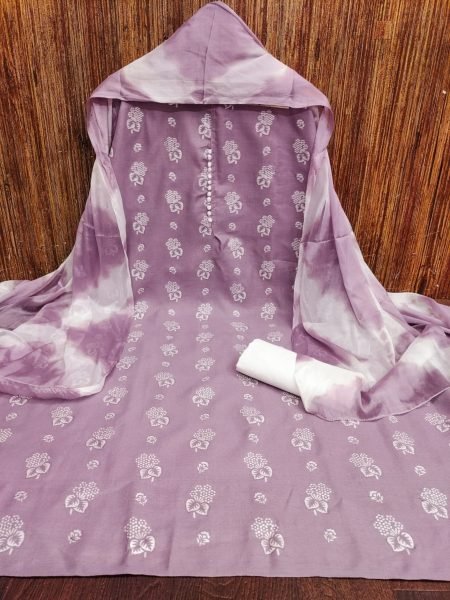 Elegant Lavender Color Cotton Slub Print Dress Material Collection At Wholesale Rate  Color Set Matching Dress Material Wholesale