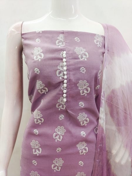 Elegant Lavender Color Cotton Slub Print Dress Material Collection At Wholesale Rate  Color Set Matching Dress Material Wholesale