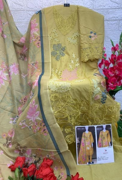 Elegant Pakistani Look Cotton Suit Set with Patchwork & Printed Dupatta Pakistani Suits Wholesale
