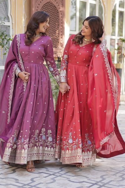 Elegant Party Wedding Wear Anarkali Gowns for Viscose Cosmos Fabric with Zari Sequin Embroidery Work Online Garment Supplier Anarkali Kurtis 
