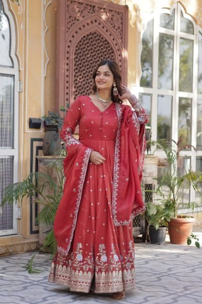 Elegant Party Wedding Wear Anarkali Gowns for Viscose Cosmos Fabric with Zari Sequin Embroidery Work Online Garment Supplier Anarkali Kurtis 