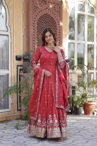 Elegant Party Wedding Wear Anarkali Gowns for Viscose Cosmos Fabric with Zari Sequin Embroidery Work Online Garment Supplier Anarkali Kurtis 