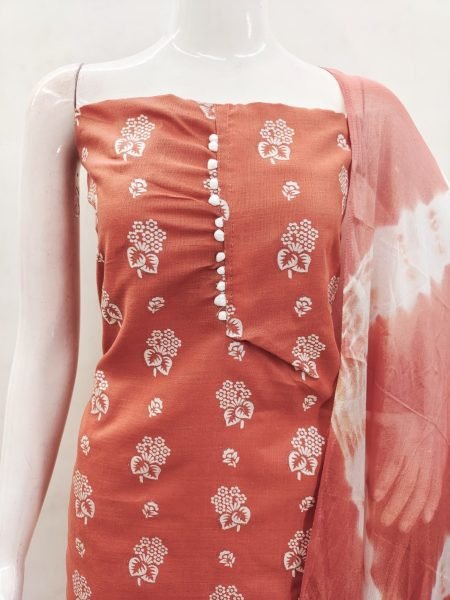 Elegant Peach Color Cotton Slub Print Dress Material Collection At Wholesale Rate  Color Set Matching Dress Material Wholesale