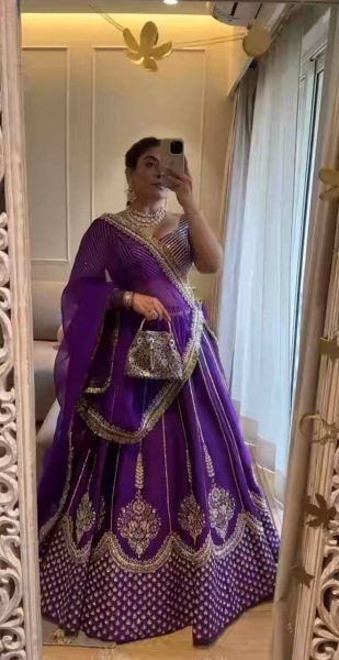 Regal Purple Bridal Lehenga Choli in Chinon Silk with Zari   Sequin Embroidery Designer Wedding Edition Designer Lehenga Choli