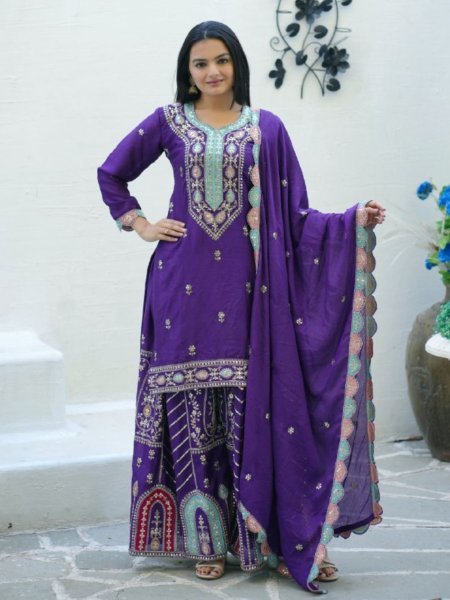 Elegant Readymade Purple Suit for Women – Perfect for Parties Ready To Wear Suit