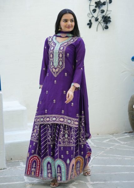 Elegant Readymade Purple Suit for Women – Perfect for Parties Ready To Wear Collection