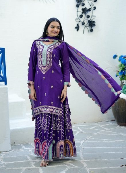 Elegant Readymade Purple Suit for Women – Perfect for Parties Ready To Wear Collection