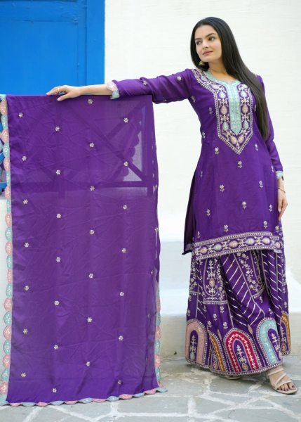 Elegant Readymade Purple Suit for Women – Perfect for Parties Ready To Wear Collection