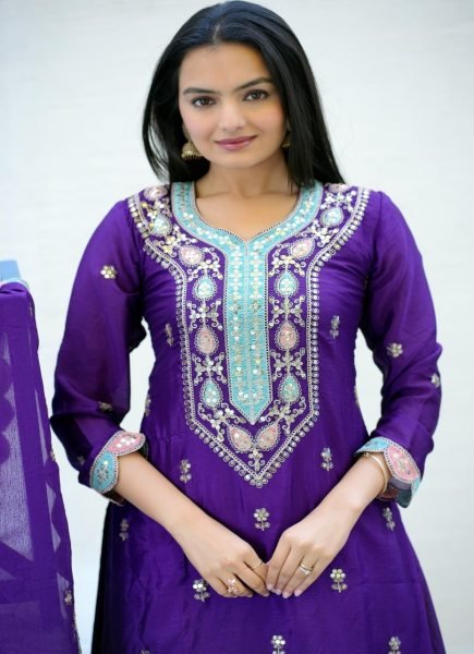 Elegant Readymade Purple Suit for Women – Perfect for Parties Ready To Wear Collection