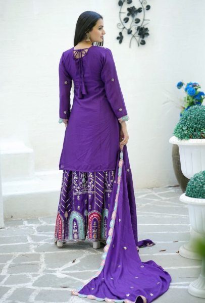 Elegant Readymade Purple Suit for Women – Perfect for Parties Ready To Wear Collection