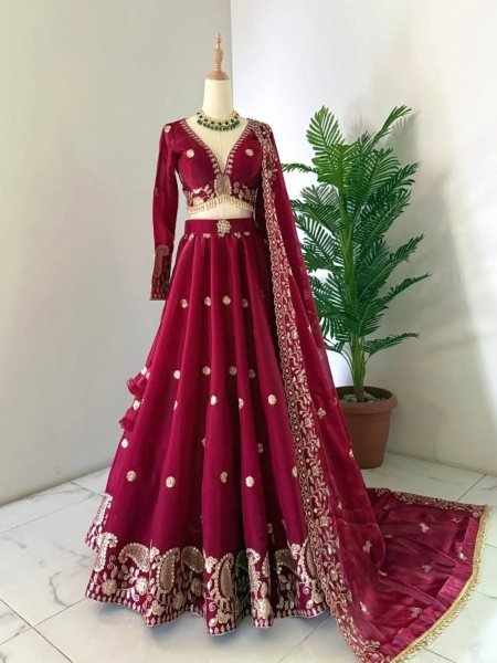 Elegant Sequin Embroidered Lehenga Choli Set Jimmy Choo Fabric for Wholesalers 